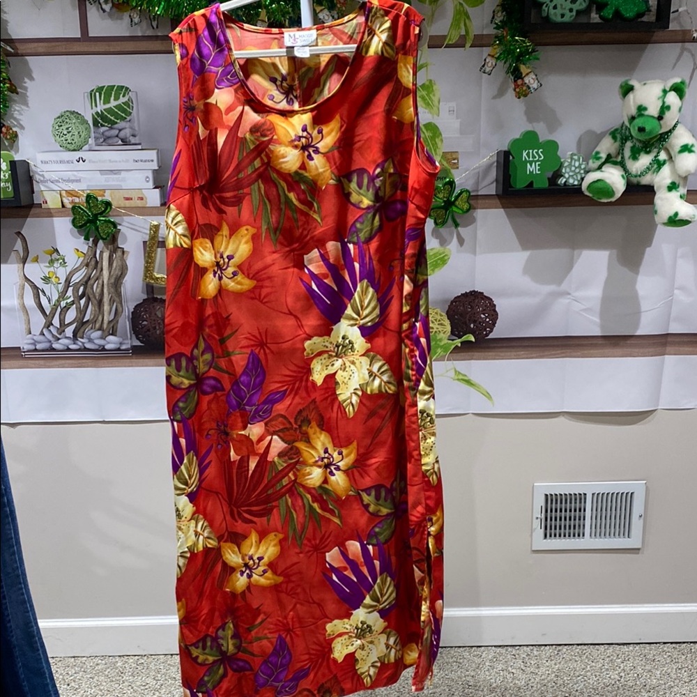 Red and Purple Sleeveless Maxi Sundress 2 X 25 Ptp